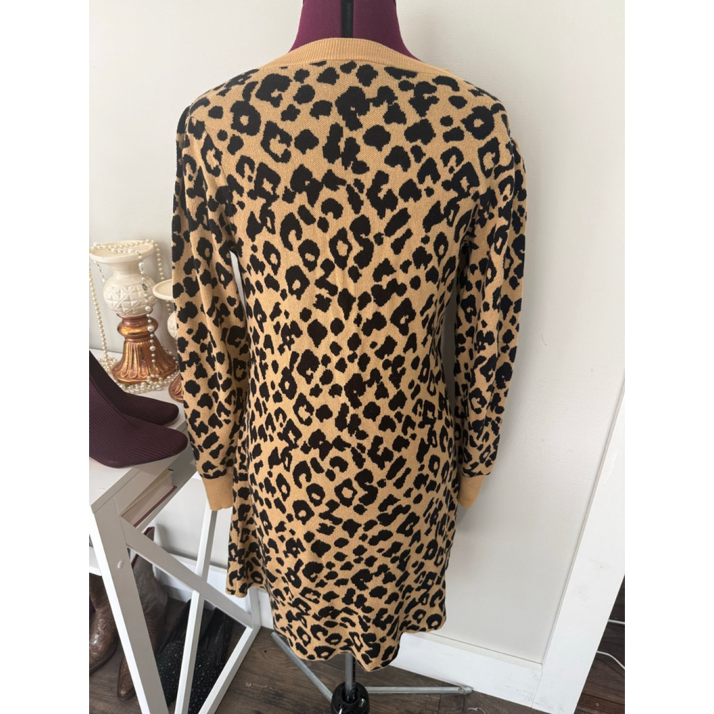 LOFT Leopard Dress Medium Fall - Picture 2 of 3